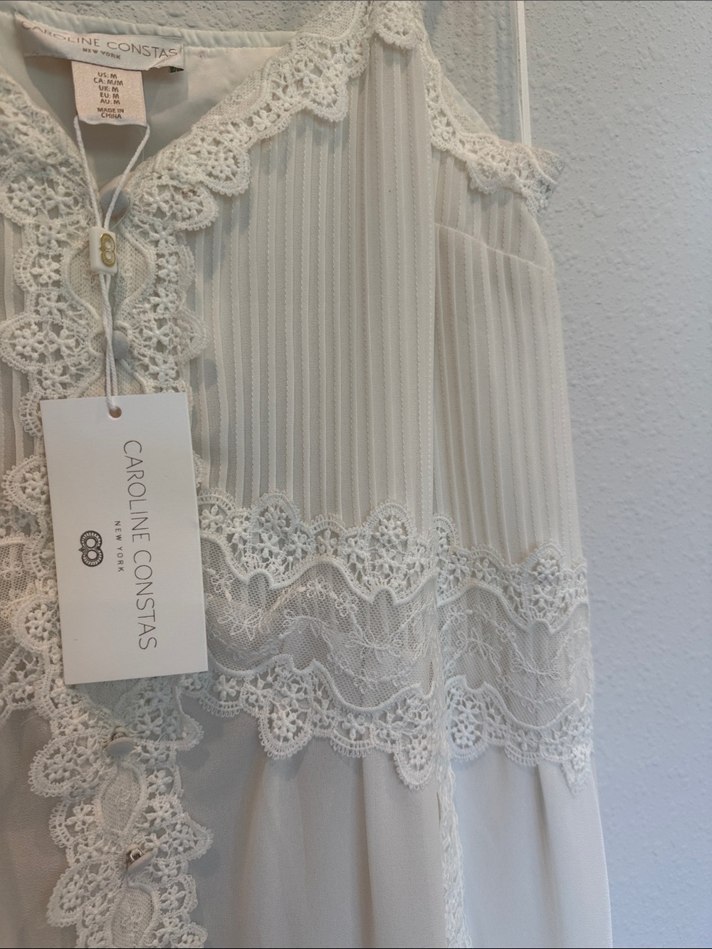 Caroline Constas Anna Ivory Lace-Trim Midi Slip Dress - Picture 9 of 14